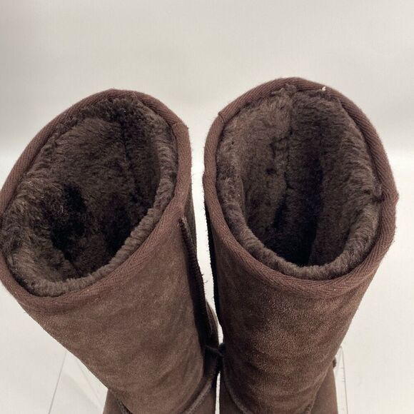 DREAM PAIRS High-top Winter Snow Boots Slip-On Leather Faux Lined Brown 10 - Picture 10 of 13